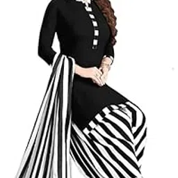 Unstitched Printed Crepe Kurta & Patiyala Dress Material With Dupatta Printed (Black)-picture-31