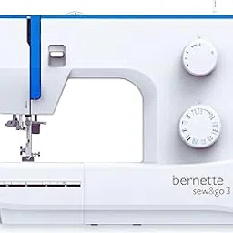 Bernette sew&go3 Electric Sewing Machine | 19 Stitches & 57 Functions | Automatic Zig-Zag | 70W Motor | Metal Frame | Auto Needle Threader | Accessory Kit | By BERNINA Switzerland | White & Blue-picture-15