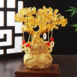 TIED RIBBONS Tree of Life Bonsai - (Gold, 20Cm) Evil Eye Tree Feng Shui Items for Good Luck Positive Energy Vastu Shelf Living Room Home Décor House Warming Gifts and Decoration-image-67