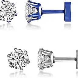meenaz Earrings men boyfriend girls women gents ear studs for men Stainless Steel Piercing Clip on Screw Bali Pierced Hoop Stud Huggie Magnetic earrings for boys silver black gold blue boys earrings-picture-52