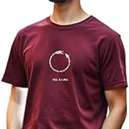 urgear Mens Regular Solid Round Neck Cotton Blend Burgundy T-Shirt-picture-49