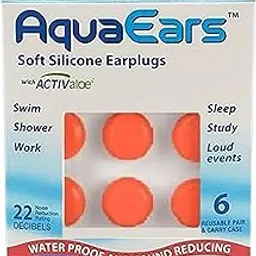 James Aqua ears Adults 6 Pair Soft Silicone Ear Plugs for sleep study Loud noise Meditation Sound Reducing swim water proof Ear Plugs Carry Case with Active Aloe (Orange)-picture-36