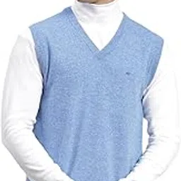 monte carlo Men's Wool Blend V-Neck Solid Sleeveless Sweater (1240516SL)-picture-25