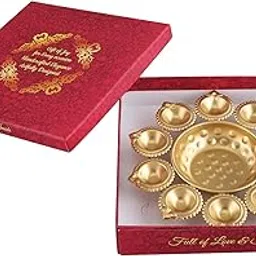 R Ayurveda Copper Diya Shape Flower Decorative Urli Handcrafted Bowl for Floating Flowers and Tea Light Candles Home,Office and Table Decor| Diwali Decoration Items for Home with Gift Box (10 Inches)-picture-21