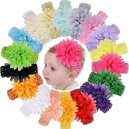 adornish random colors 2 pcs Chiffon Lotus Flower Elastic Hair Headband for Women, Satin Material, 5cm Width, Fashion Hair Styling Accessory-picture-43