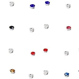 nc 24Pcs Crystal Magnetic Stud Earrings Stainless Steel Cubic Zirconia Non Piercing Tragus Magnetic Nose Stud Fake Ear Nose Lip Ring Clip Non Piercing Jewelry for Women Men-picture-48
