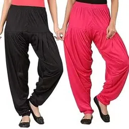 vee ess Ultra Soft Material Viscose Rayon Solid Attractive Pleated Pattern Casual wear Patiala Pants for Womens Pack of 2-picture-20