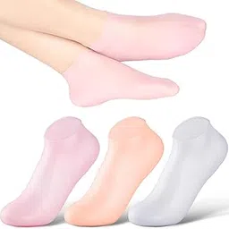 Wrixty Silicone Socks 1 Pairs Latex Gel Socks Aloe Heel Socks Anti Slip Silicone Moisturizing Socks for Women Men Dry Cracking Skin (Multi Color)-image-50