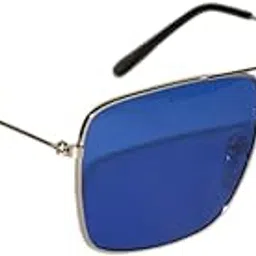 peter jones Silver Blue Lenses Medium Night Vision Square Frame Unisex Sunglasses (DE491)-picture-37
