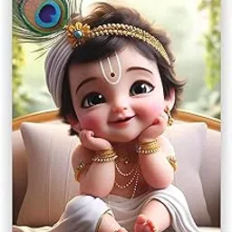 Graphic Word Lord Baby Krishna Laddu Gopal For Pregnant Women Poster For Decoration Wall’s Bedroom, Living Room, And More | Cute Baby Krishna Wall Poster 300 GSM Paper Size:- 12x18 Inches Pack of 1-picture-11