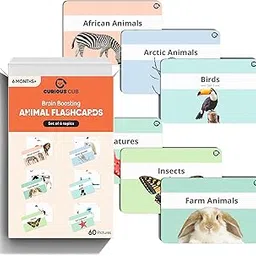 Curious Cub Animal Flash Cards for Babies and Infants | Flash Cards for Babies 6 Months to 3 yrs | Large 60 Colourful Flashcards for Visual Stimulation & Early Brain Development for Kids-picture-42