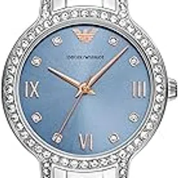 Emporio Armani Stainless Steel Analog Blue Dial Women's Watch-Ar11585, Band Color-Silver-image-26