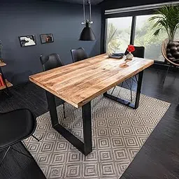 ANGEL FURNITURE Rough Mango Wood Dining Table with Metal Leg 160x90x75 CM Natural Finish-picture-15