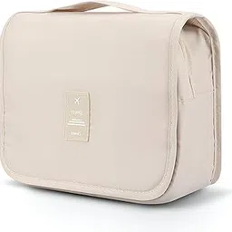 keshavam Travel Toiletry Bag Hanging Wash Bag Waterproof Makeup Organizer with Hook Large Capacity Cosmetic Storage Pouch for Men and Women – Beige-picture-10
