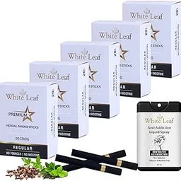 White Leaf Premium Herbal Ayurvedic Herbs Cigarettes Regular Flavor(Pack Of 100) With 20ml Shot Non Addiction Mouth Spray 100% Tobacco Free/Nicotine Free |Smoking Cessation(Non Addictive)-picture-25