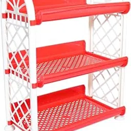 Simply Home Storewell 3 Tier Plastic Multipurpose Storage Organizer-Easy to Fit, Wall Hanging Durable & Lightweight Rack for Kitchen, Bathroom,Kids & Office - Space-Saving Rack| Set of 1 | RED-image-20