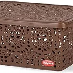 Nayasa Flower Storage Plastic Basket Medium (29 cm X 21 cm X 14 cm, Dark Brown) (SSB050)-picture-11