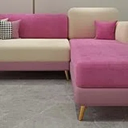 Luxury Velvet Sofa with Chaise Lounge – Modern Sectional Sofa for Home, Living Room & Office Use (2, Pink & Beige, RHS Sofa)-picture-27