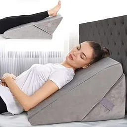 MOJOREST Wedge Pillow to Support and Elevate Neck, Head and Back for Acid Reflux or Feet and Legs to Reduce Back Pain and Improve Circulation with Removable Cover (Grey, Adjustable Wedge, Memory Foam)-picture-20