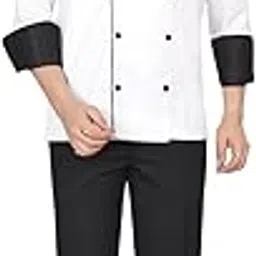 click one Men's Chef Coat Contrast,PolyCotton, Fix Button-picture-44