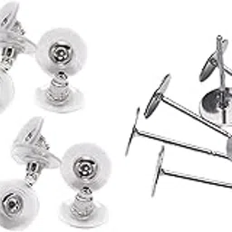 Combo of Bullet Clutch Earring Backs with Silicone Pad and Flat Stud Base for Earring/Jewellery Making (50 Stud+50 Push, Silver)-image-0