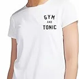 atliest Women's Polyster Round Neck Regular Fit Half Sleeve Gym Tonic Printed Gym Wear T-Shirt | White, Size - S-picture-42