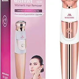 Miserwe Women's Painless Hair Remover Facial Hair Removal Painless Hair Trimmer Shaver Waterproof for Facial Bikini area Body Hair, Gold-picture-28