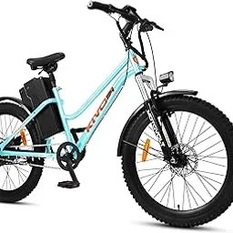 Motovolt Kivo 24 Standard Electric Cycle | 36V 250W BLDC Motor | Up to 105 KM Range | 16Ah Removable Li-ion Battery (IP65, BIS Certified) | 110 kg Payload | Front Suspension | 24” Tyres | Aqua Blue-picture-21