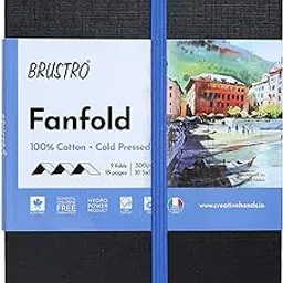 Brustro Artists Fanfold Watercolour Book 100% Cotton Mouldmade 300 GSM Cold Pressed 10.5x15cm.(9 Folds/18 Sides)-image-3
