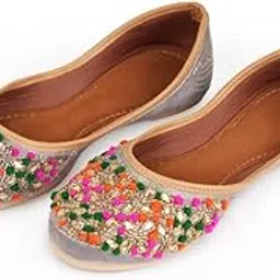 indifeet � Jutti for Women, Punjabi Juti mojaris, Stylish mojri Footwear, New Juttis Ethnic Traditional Girls Rajasthani Ladies Shoes Jaipuri Wedding Bridal mojdi Grey Multicolor-picture-32
