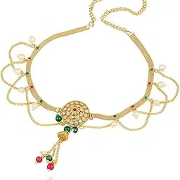 Beautiful Gold Plated Waist Belt with Intricate Kundan Design-image-93