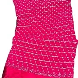 pareek collection Women's Pure Viscose Bandhej Print Georgette Saree with Silver Border & Blouse Peice-picture-43