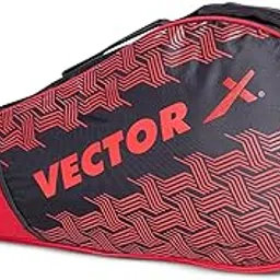 Vector X Aero Unisex Lightwieght Stylish Badminton Squash Shuttle Equipment Kit Cover Bag |1 Spacious Compartments|Backpack & Duffel |Easy Access Pocket | Racket Badminton (Black-RED)-picture-28