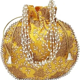 Aaina Creations Orange handicrafts and jewellery Potli Wristlets Ethnic Potli For Women's | Designer Rajasthani Style Royal Clutch velvet Batwa Bag | Zari Work Potli | Bridal Potli | Potli Bags-picture-17