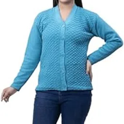 guru kirpa Trendy Women's Self-Design V-Neck Cardigan Sweater Cozy & Stylish Blended Woolen Wear for Casual or Winter Comfort-picture-24