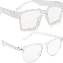 funglasses Transparent Clear Lens Square Sunglasses Spectacle Frames for Men and Women Pack Of 2-picture-40