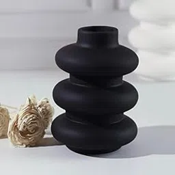 Craftribal Black Minimalist Spiral Vase|Office Desk|Pampass Grass Vase|Home Decor Centrepiece|Size-6 inches|-picture-56
