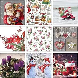 Decoupage Tissue Paper Napkin Christmas Print Set9-9 Decoupage Tissues -1 Napkins of Each Design - 9 pc Total-picture-16