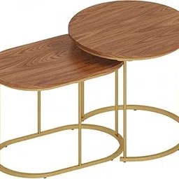 Round 23.6x13.8x18 Stable and Sturdy, Wood Look Side TableCoffee Table/Nesting Table/Center Table for Living Room/Drawing Room/Balcony|Set of 2 (White, DO-Round-Grey Mar)-picture-14