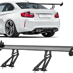 Upgrades GT Wing Spoiler 43.3" Aluminum Wing Adjustable Universal Lightweight Car Rear Wing GT Spoiler Black Hatch Aluminum Single Deck fit Racing Spoiler JDM Drift image 1