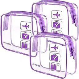 STEFLON TSA Approved Toiletry Bag - Clear Makeup Bag Waterproof Quart Size Bag, Travel Makeup Cosmetic Bag for Women, Carry on Airport Airline Compliant Bag, 3 Pack (Purple)-image-85