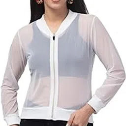 pdkfashions Women's Zip Up Light Weight Long Sleeve Mesh Bomber-picture-38