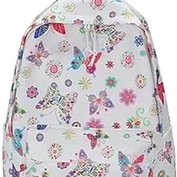 shah brothers Butterfly Print Backpack, White with Floral Pattern, Casual Daypack for Girls.-picture-18