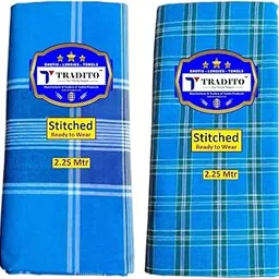 tradito Men's Stitched Cotton Lungis – Pack of 2 Combo | 2.25 Meters Each | Comfortable & Ready-to-Wear Traditional Wrap-picture-12