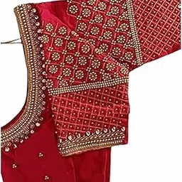 Naz Maggam aari Hand Made Heavy Work Blouse Piece New REd - 1 Meter unstriched-image-47