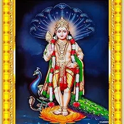 Lord Murugan Subramanya Swamy Subrahmanya Wall Painting Framed Home Decor (Wood,Matte,Gold,Small Size,6 x 8 Inch) R45S-image-7