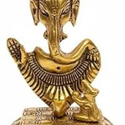 Ganesha Statue, Traditional Hindu Temple Decor, Antique Gold Finish, Religious Spiritual Figurine-picture-24