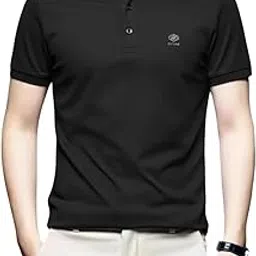 poshpeno Men's Polo T-Shirt with Patterned Collar, Short Sleeve, Regular Fit T-Shirt-picture-22