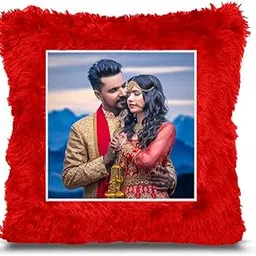 Fur Personalized Gift Photo Cushion for Boyfriend Girlfriend Husband Wife on Occasions Valentine's Day Birthday Anniversary Special Love Gift Square 15x17 inch, Red (PC8)-image-34