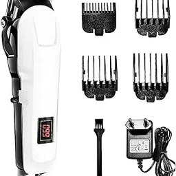 OUD OD-809A Professional Hair Clipper 300 Minutes Runtime, Type-C Charging, LED Display, White image 1
